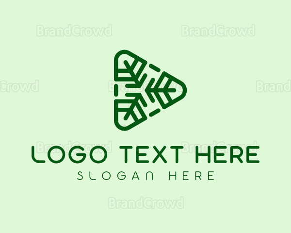 Geometric Leaf Play Button Logo