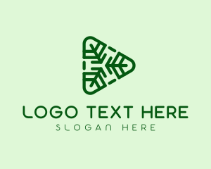Geometric Leaf Play Button logo design