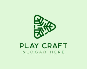 Geometric Leaf Play Button logo design