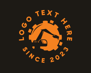 Backhoe - Orange Cog Excavator logo design