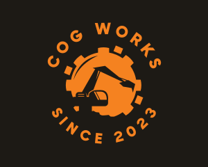 Cog - Orange Cog Excavator logo design