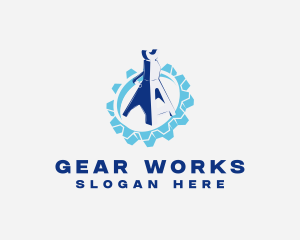 Cog Gear Jack Stand logo design