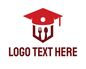 Elementary School - Graduation Hat Cutlery logo design