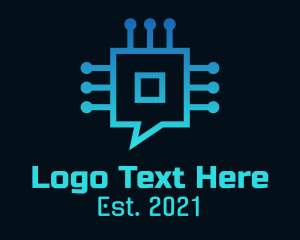 Messaging - Blue Gradient Microchip Talk logo design