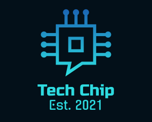 Microchip - Blue Gradient Microchip Talk logo design