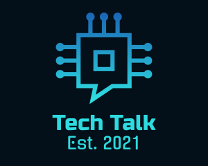 Blue Gradient Microchip Talk logo design
