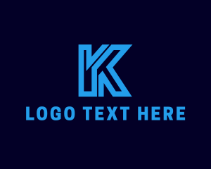 Application - Blue Cyber Letter K logo design