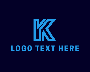 Dynamic - Blue Cyber Letter K logo design