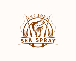 Sea Bass Fishing Rod logo design