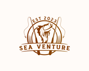 Sea Bass Fishing Rod logo design