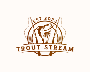 Trout - Sea Bass Fishing Rod logo design