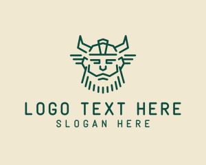 Old Man - Viking Warrior Horn logo design