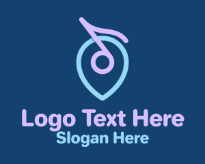 Music Lounge - Musical Note Location Pin logo design