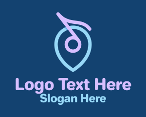 Note - Musical Note Location Pin logo design