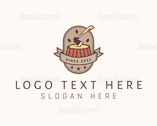 Lumber Logging Stump Logo