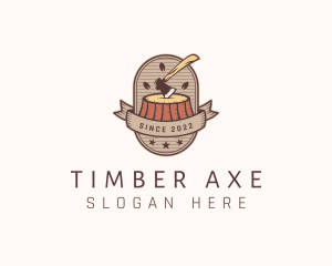 Lumber Logging Stump logo design