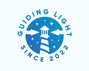 Blue Lighthouse Arrow logo design