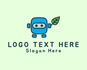 Android - Cartoon Robot Leaf logo design