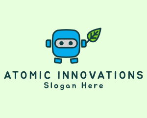 Cartoon Robot Leaf logo design