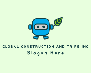 Vegan - Cartoon Robot Leaf logo design