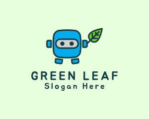 Cartoon Robot Leaf logo design