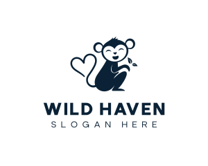 Heart Monkey Wildlife Zoo logo design