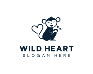 Heart Monkey Wildlife Zoo logo design