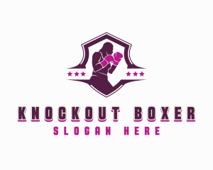 Boxer - Female Boxer Shield logo design