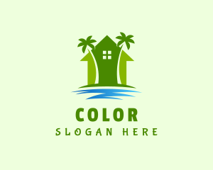 Tropical - Palm Tree House logo design