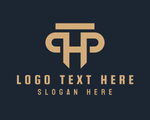 Letter Hp - Legal Column Pillar logo design