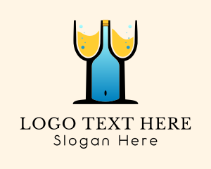 Happy Hour - Wine Bottle Boob logo design