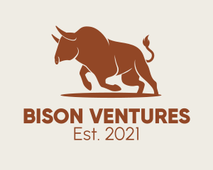 Brown Bison Animal logo design