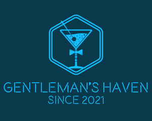 Blue  Gentleman Cocktail logo design