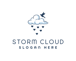 Rain Cloud Bird Weather logo design