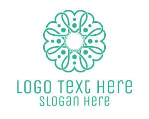 Love - Green Heart Flower logo design