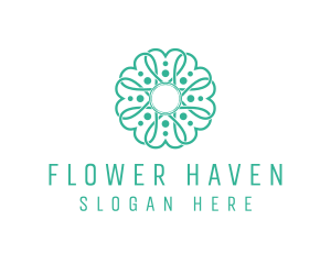 Green Clover Flower logo design