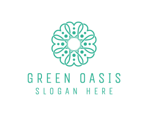 Green Clover Flower logo design