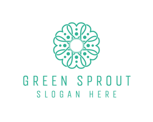 Green Clover Flower logo design