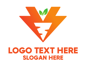 Vegetable - Orange Carrot Lightning logo design
