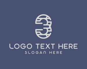 Three - Maze Geometric Number 3 logo design