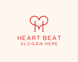 Letter H Heart logo design