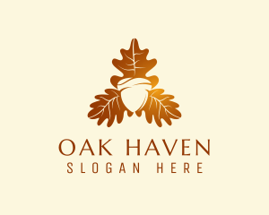 Oak - Autumn Acorn Leaf logo design