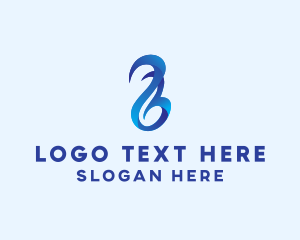 Advertising - 3D Blue Letter B Flame logo design