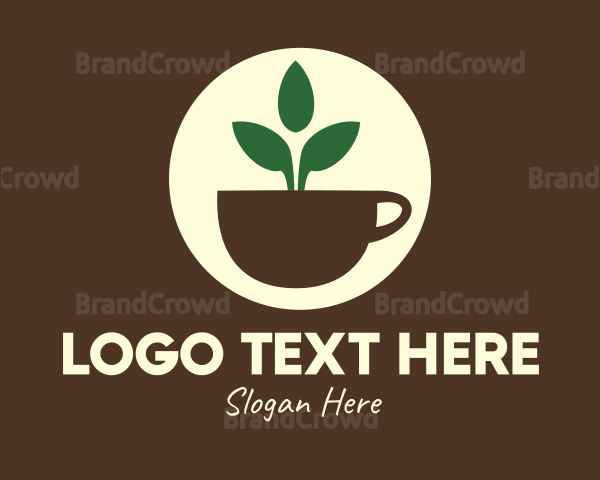 Herbal Tea Cup Leaves Logo