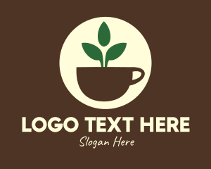 Brewed Coffee - Herbal Tea Cup Leaves logo design