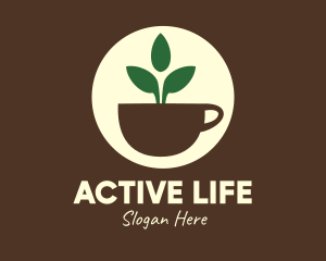 Organic Farm - Herbal Tea Cup Leaves logo design