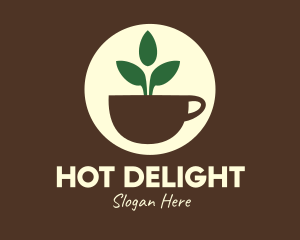 Herbal Tea Cup Leaves logo design