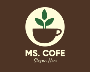 Herbal Tea Cup Leaves logo design