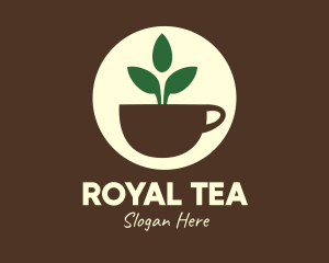 Herbal Tea Cup Leaves logo design