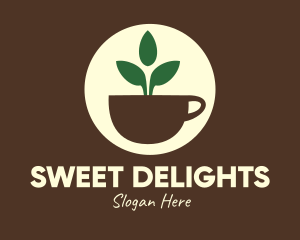 Caffeine - Herbal Tea Cup Leaves logo design